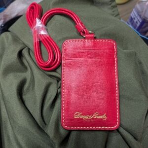 Dooney & Bourke Red Leather Lanyard Card Holder